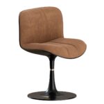 Taupe Suede Upholstered Black Pedestal Base Modern Swivel Accent Chair