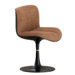 Taupe Suede Upholstered Black Pedestal Base Modern Swivel Accent Chair