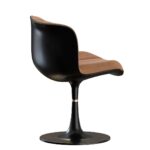 Taupe Suede Upholstered Black Pedestal Base Modern Swivel Accent Chair