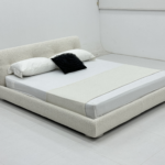 Cream Boucle Upholstered Bed Curved Frame Design with Plush Comfort