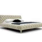 Cream Tufted Velvet Bed Luxe Plush Modern Statement Design
