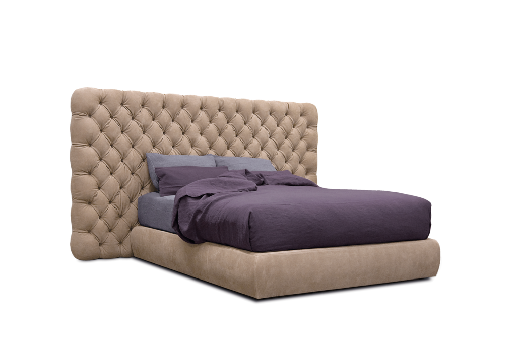 Tufted Velvet Upholstered Bed Plush Statement Headboard Luxe Modern Bedroom Centerpiece