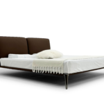 Chocolate Brown Upholstered Bed Sleek Metal Legs Modern Minimalist Contrast Design