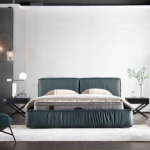 Emerald Green Leather Bed Plush Upholstered Frame Modern Contemporary Bedroom Design