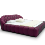 Burgundy Quilted Fabric Bed Bubble-Tufted Frame Plush Modern Cozy Design