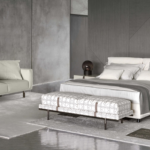 Light Upholstered Bed Modern Minimalist Design with Patterned Accent Details