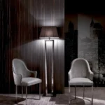 Beige Velvet Upholstered Gold Metal Dining Chair