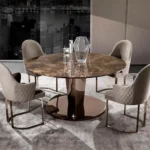 Beige Velvet Upholstered Gold Metal Dining Chair