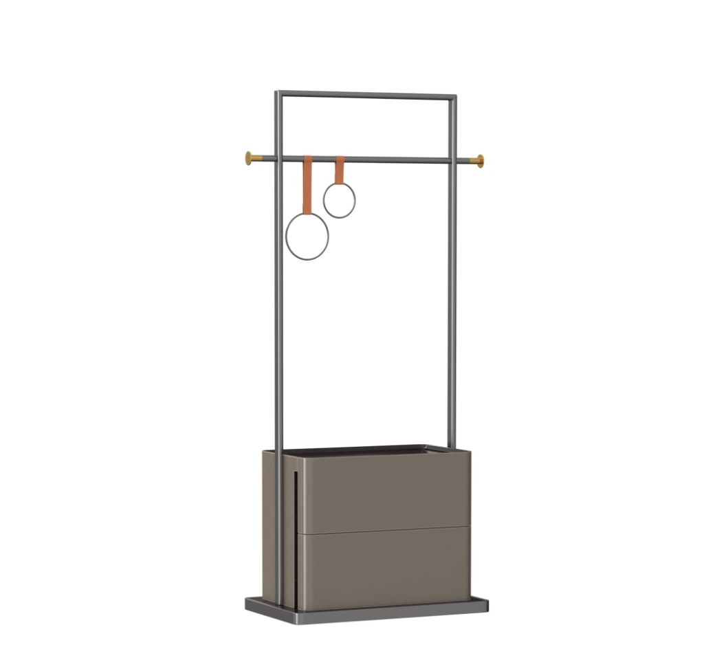 Modern Metal Coat Stand with Two Drawers and Hanging Hooks