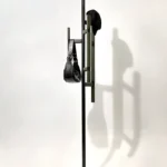 Modern Metal Green Coat Rack with Adjustable Hooks and Wooden Base
