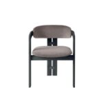Taupe Upholstered Black Wooden Frame Modern Accent Armchair