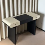Two Tone Upholstered Top Desk with Drawers Dressing Table