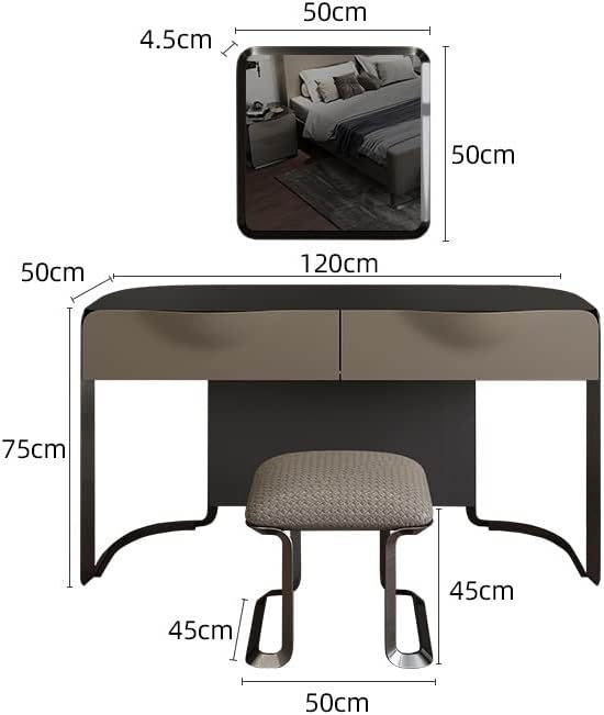 Makeup Table Dresser Bedroom Modern Minimalist Dresser Glass Top with Metal Support Feet with Drawers