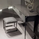 Makeup Table Dresser Bedroom Modern Minimalist Dresser Glass Top with Metal Support Feet with Drawers