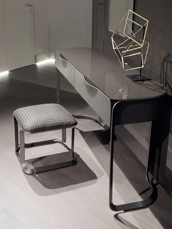 Makeup Table Dresser Bedroom Modern Minimalist Dresser Glass Top with Metal Support Feet with Drawers