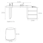 Walnut and Grey Vanity Desk with Mirror and Three Drawer Storage