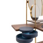 Multi Tier Gold Frame Vanity with Dual Mirrors and Marble Shelves