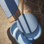 Multi Tier Gold Frame Vanity with Dual Mirrors and Marble Shelves