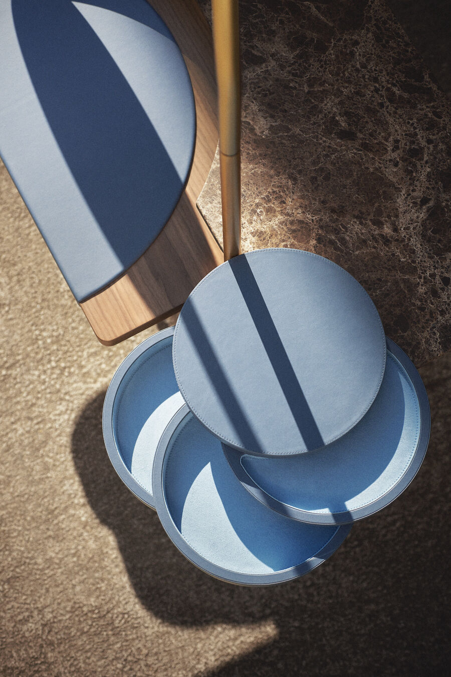 Multi Tier Gold Frame Vanity with Dual Mirrors and Marble Shelves