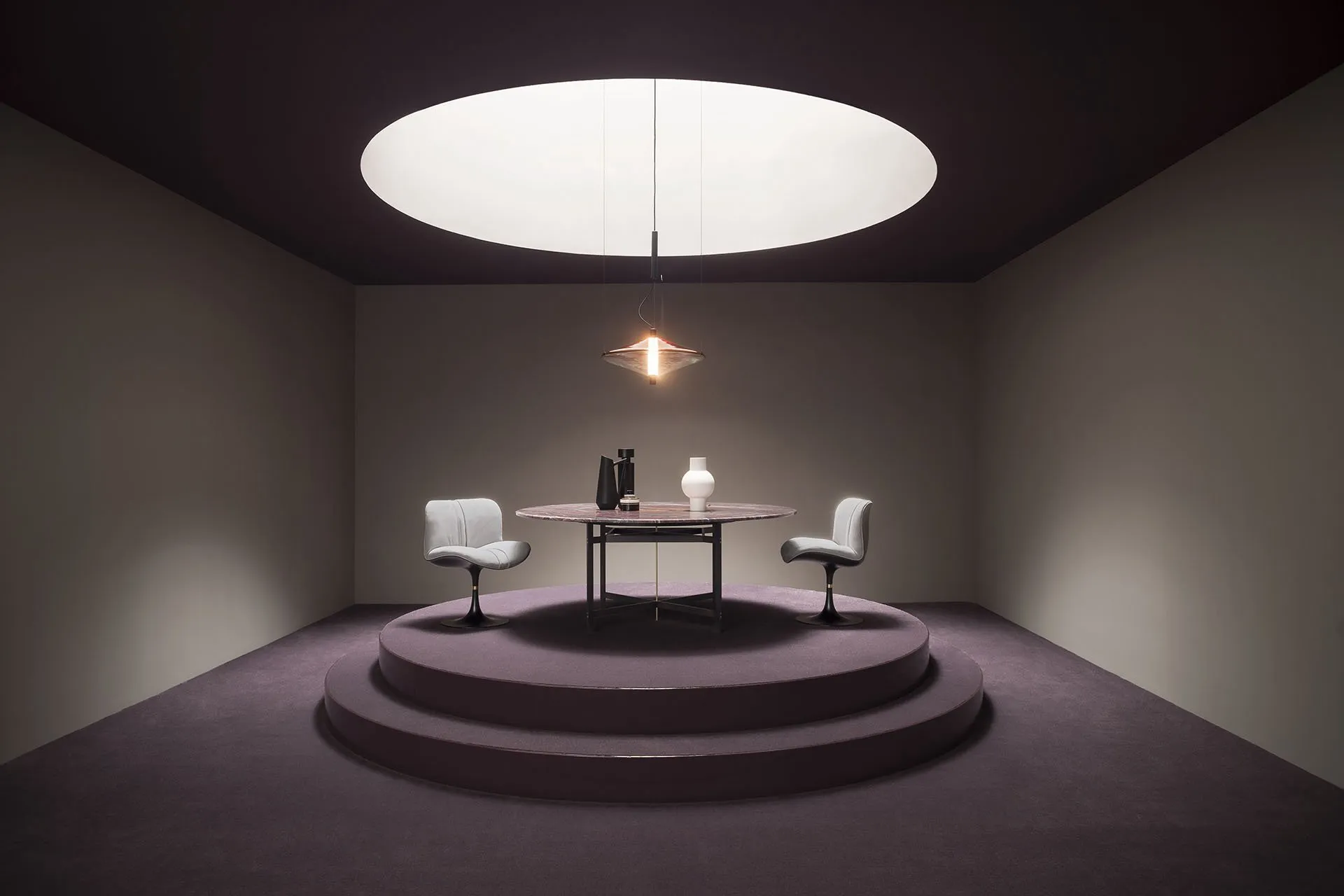 Taupe Suede Upholstered Black Pedestal Base Modern Swivel Accent Chair