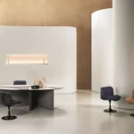 Taupe Suede Upholstered Black Pedestal Base Modern Swivel Accent Chair