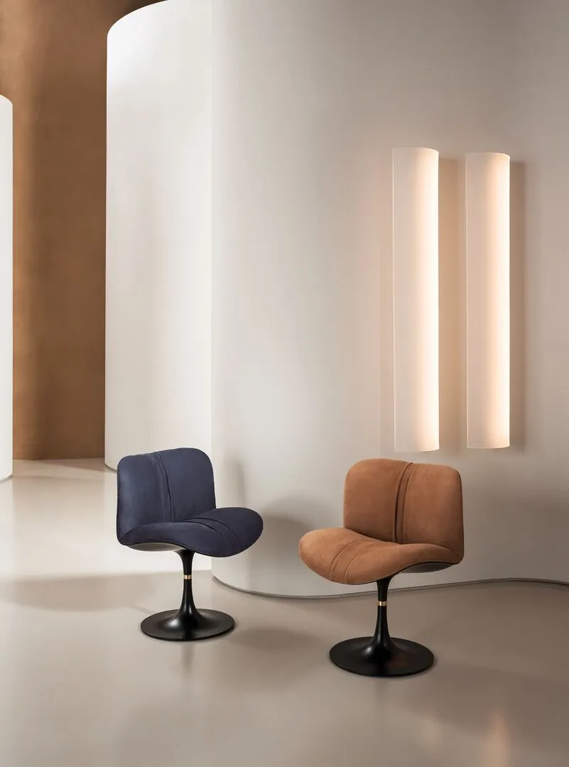 Taupe Suede Upholstered Black Pedestal Base Modern Swivel Accent Chair