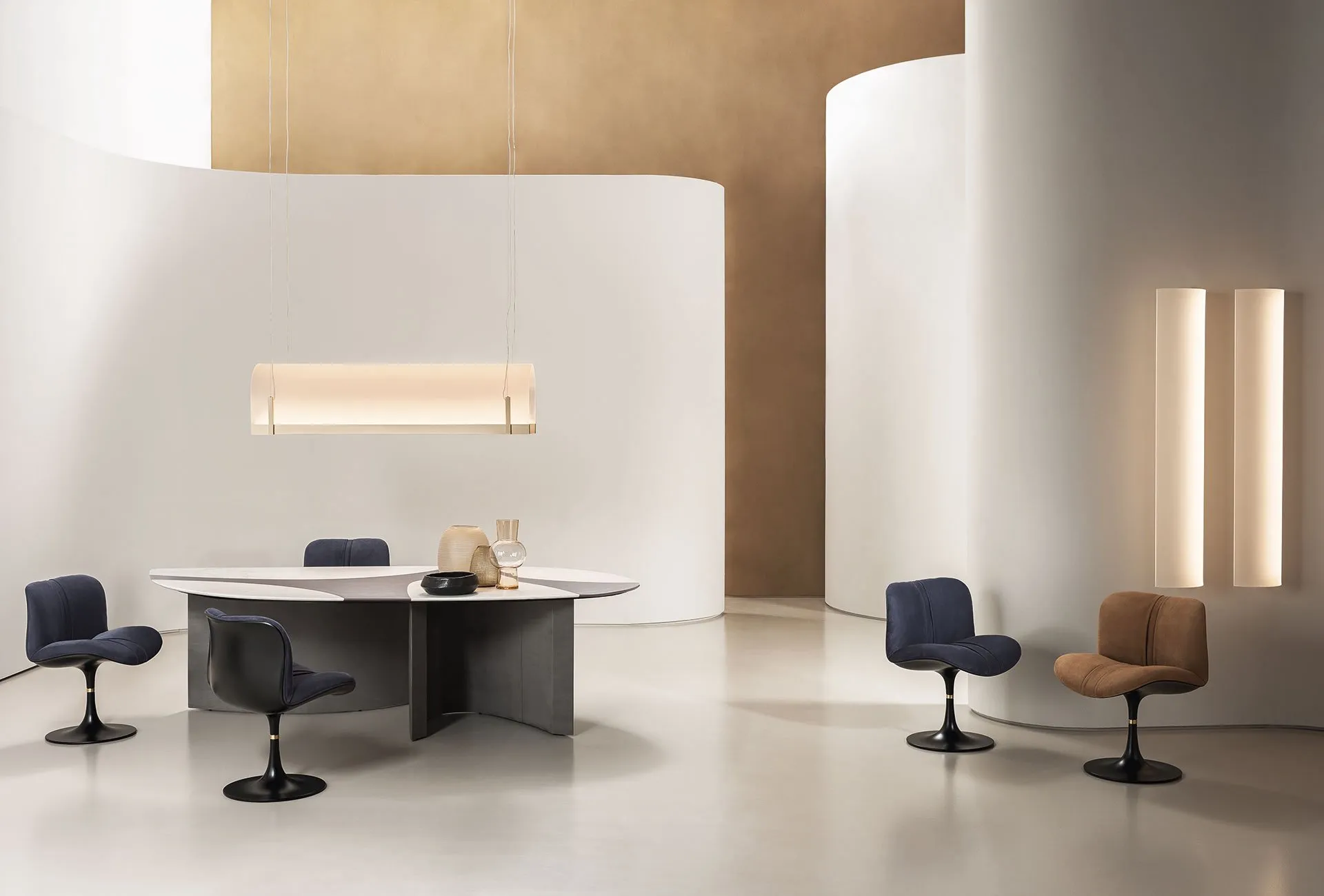 Taupe Suede Upholstered Black Pedestal Base Modern Swivel Accent Chair