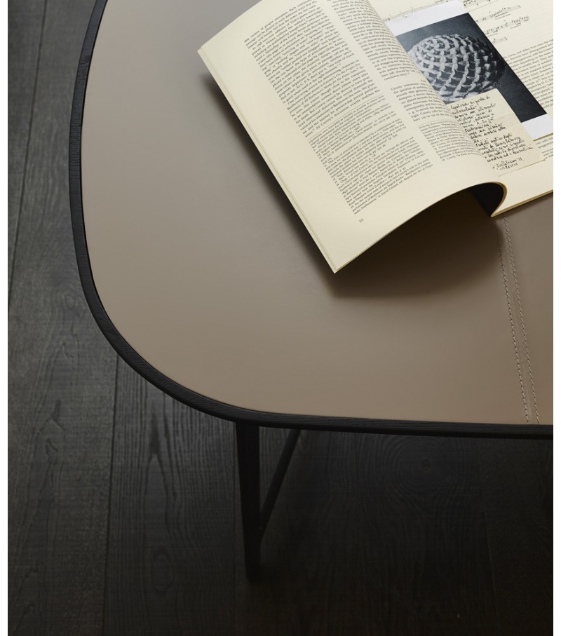 Walnut and Leather Top Vanity Desk with Asymmetrical Mirror
