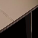 Walnut and Leather Top Vanity Desk with Asymmetrical Mirror