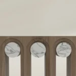 Wooden Console Table Marble Inlaid Arches Modern Artistic Decor Furniture