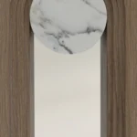 Wooden Console Table Marble Inlaid Arches Modern Artistic Decor Furniture