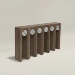 Wooden Console Table Marble Inlaid Arches Modern Artistic Decor Furniture