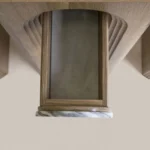 Wooden Console Table Marble Inlaid Arches Modern Artistic Decor Furniture