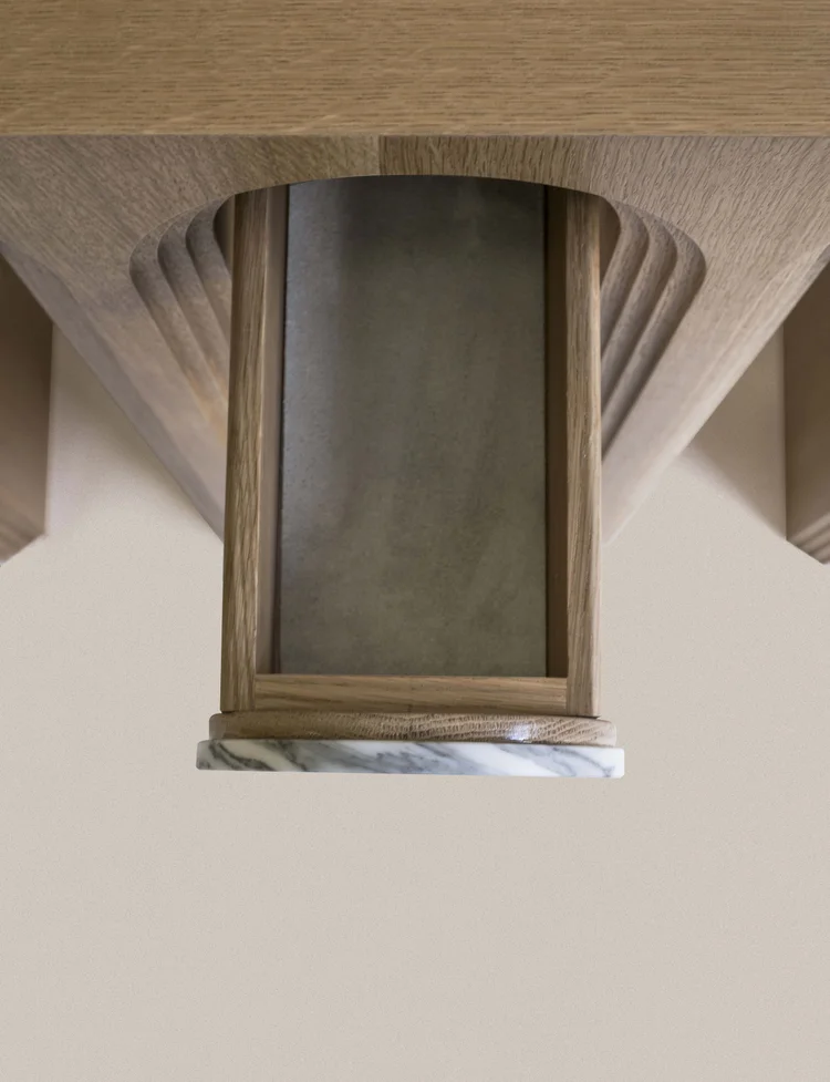 Wooden Console Table Marble Inlaid Arches Modern Artistic Decor Furniture