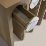 Wooden Console Table Marble Inlaid Arches Modern Artistic Decor Furniture