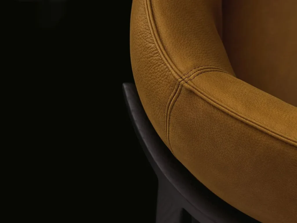 Tan Leather Armchair Dark Wood Frame Modern Accent Seating