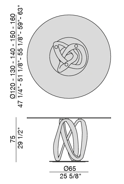 Round Glass Dining Table with Intertwined Wood Legs and Chrome Base