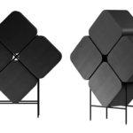 Modular Black Cube Storage Unit Foldable Geometric Design Metal Frame Multi-Functional Accent Shelf