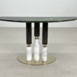 Green Marble Console Table Dual-Tone Stone Legs Brass Base Modern Furniture