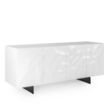 White Gloss Cabinet Textured Doors Black Metal Legs Modern Storage Furniture