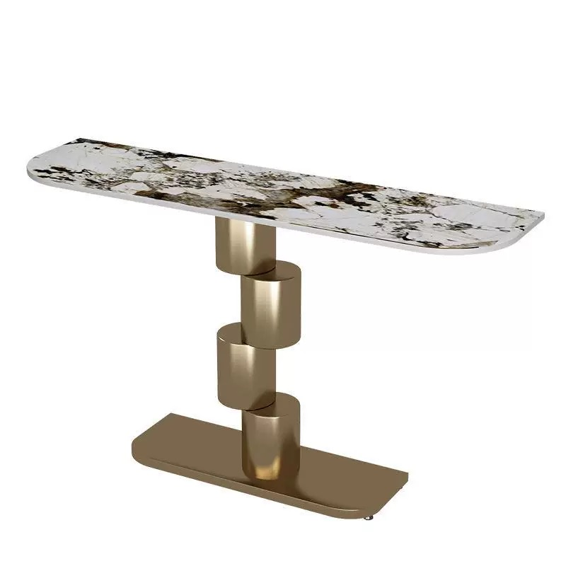 Marble Top Console Table Gold Spiral Base Luxury Modern Decor Furniture