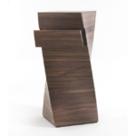 Walnut Geometric Accent Table Sculptural Design Modern Storage Pedestal