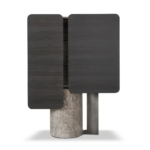 Dark Textured Accent Table Marble Base Modern Geometric Design