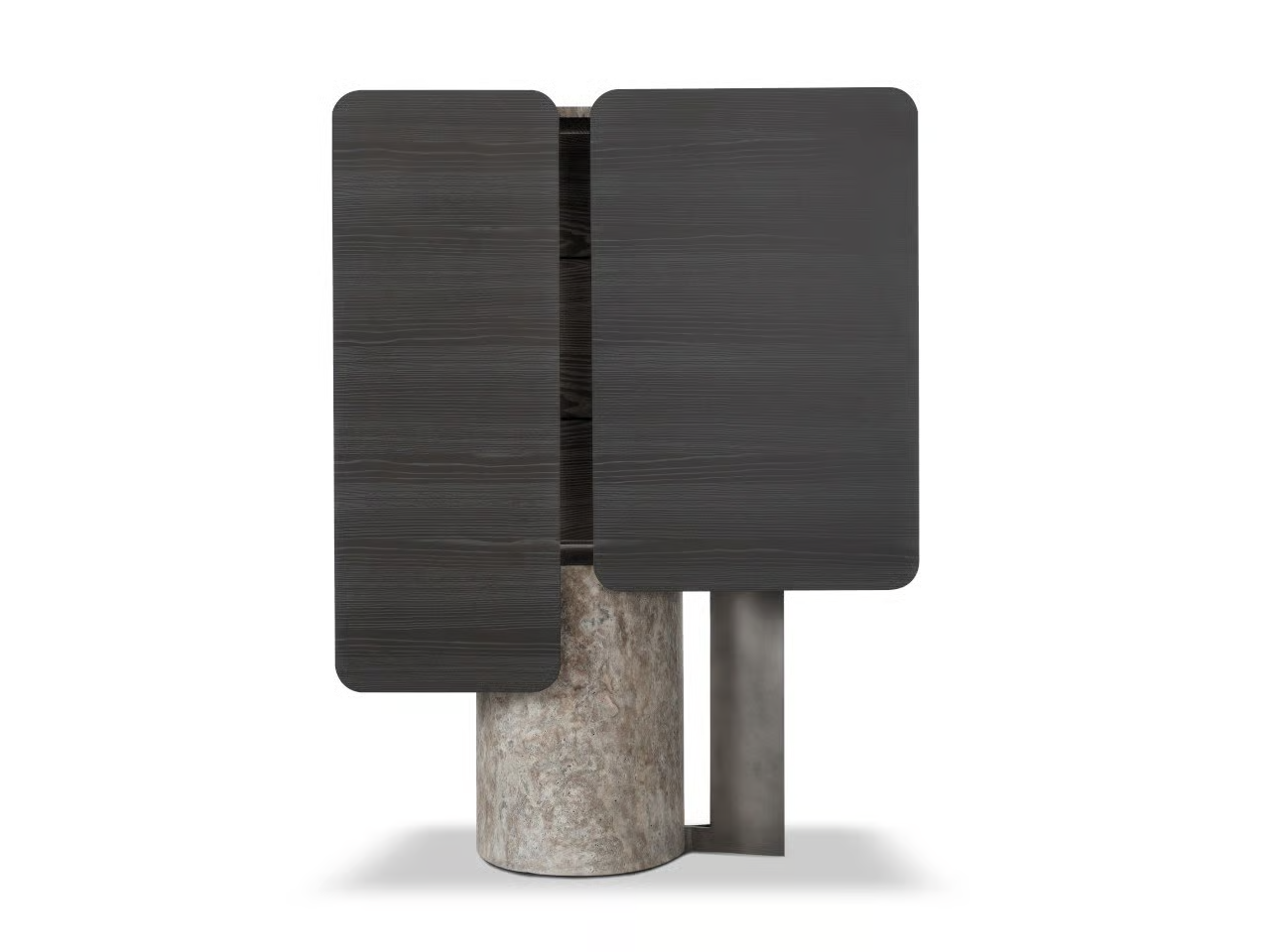 Dark Textured Accent Table Marble Base Modern Geometric Design