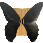 Butterfly-Shaped Wood Screen Black & Natural Bamboo Design Sideboard