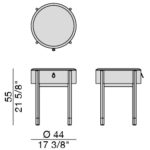Round Marble Top Walnut Nightstand with Metal Legs