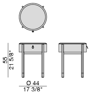 Round Marble Top Walnut Nightstand with Metal Legs
