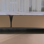 Marble-Top TV Console Gold Metallic Cabinets Curved Legs Luxury Modern Living Room Storage Unit