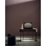 Blush Pink Velvet Vanity Table with Oval Mirror and Metal Legs