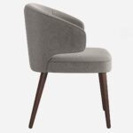 Burgundy Fabric Upholstered Walnut Leg Modern Dining Armchair